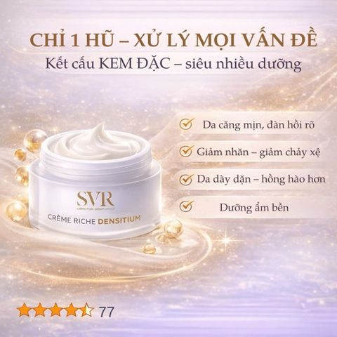 SVR Crème Riche Densitium 50ml - Kem Dưỡng Cho Da Khô, Cấp Ẩm & Săn Chắc, Dành Cho Da Nhạy Cảm, Xuất Xứ Pháp