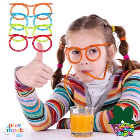 Ống Hút Hình Kính Mắt Đa Sắc Cho Trẻ Em - An Toàn, Tái Sử Dụng, Đồ Chơi Sáng Tạo Cho Tiệc Tùng
