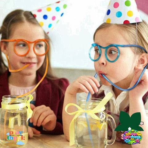 Ống Hút Hình Kính Mắt Đa Sắc Cho Trẻ Em - An Toàn, Tái Sử Dụng, Đồ Chơi Sáng Tạo Cho Tiệc Tùng