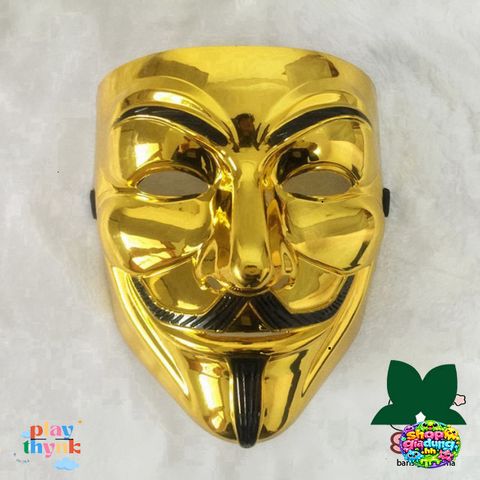 Mặt Nạ Vàng Bóng Anonymous 2023 - Mặt Nạ Hacker Độc Đáo, Chất Lượng Cao, Phù Hợp Cho Halloween & Fan Văn Hóa Phim Vendetta
