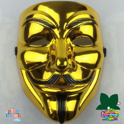 Mặt Nạ Vàng Bóng Anonymous 2023 - Mặt Nạ Hacker Độc Đáo, Chất Lượng Cao, Phù Hợp Cho Halloween & Fan Văn Hóa Phim Vendetta