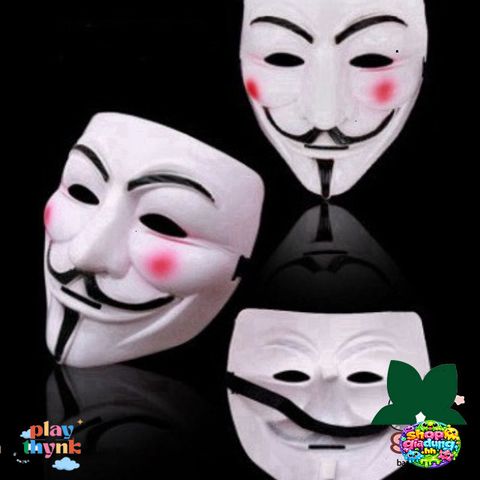 Mặt Nạ Hacker Anonymous - Khẩu Trang Độc Đáo Trắng Thiết Kế Vendetta Sành Điệu Cho Halloween và Cosplay
