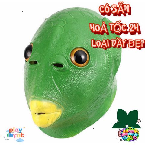 Mặt Nạ Silicone Hóa Trang Đầu Cá Xanh - Đạo Cụ Cosplay Vui Nhộn Cho Tiệc Halloween, Lễ Hội, Giáng Sinh