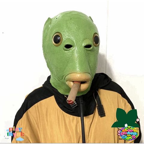 Mặt Nạ Silicone Hóa Trang Đầu Cá Xanh - Đạo Cụ Cosplay Vui Nhộn Cho Tiệc Halloween, Lễ Hội, Giáng Sinh