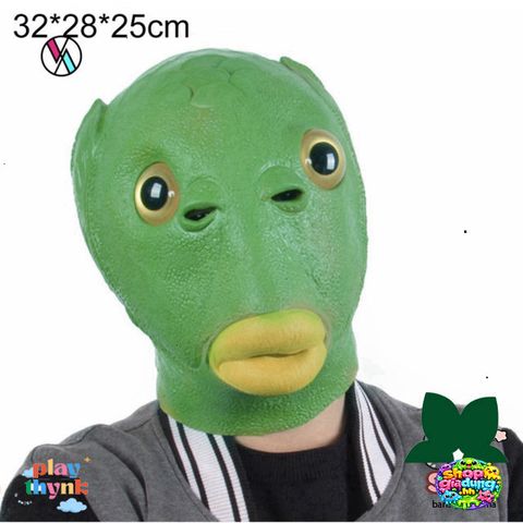Mặt Nạ Silicone Hóa Trang Đầu Cá Xanh - Đạo Cụ Cosplay Vui Nhộn Cho Tiệc Halloween, Lễ Hội, Giáng Sinh
