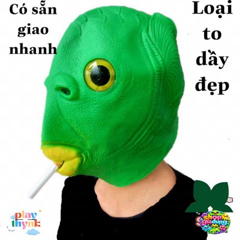 Mặt Nạ Silicone Hóa Trang Đầu Cá Xanh - Đạo Cụ Cosplay Vui Nhộn Cho Tiệc Halloween, Lễ Hội, Giáng Sinh