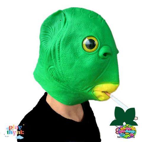 Mặt Nạ Silicone Hóa Trang Đầu Cá Xanh - Đạo Cụ Cosplay Vui Nhộn Cho Tiệc Halloween, Lễ Hội, Giáng Sinh