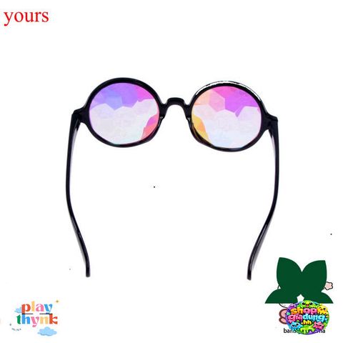 Kính Mắt Vạn Hoa Trong Suốt - Gọng Đen/Hồng, Phong Cách Tiệc Tùng và Halloween, Kính Ánh Cầu Vồng Thời Trang