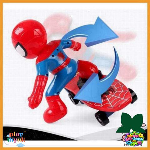 Xe trượt ván Spider-Man cho trẻ em - Đồ chơi tương tác có phát nhạc, xoay 360 độ, thiết kế an toàn và hấp dẫn cho bé từ 3 tuổi.
