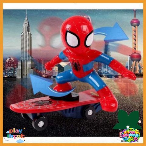 Xe trượt ván Spider-Man cho trẻ em - Đồ chơi tương tác có phát nhạc, xoay 360 độ, thiết kế an toàn và hấp dẫn cho bé từ 3 tuổi.