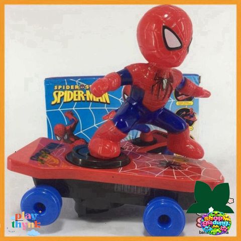 Xe trượt ván Spider-Man cho trẻ em - Đồ chơi tương tác có phát nhạc, xoay 360 độ, thiết kế an toàn và hấp dẫn cho bé từ 3 tuổi.