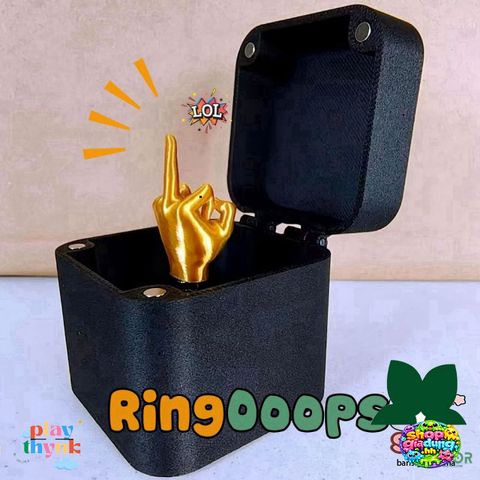 Nhẫn Ngón Giữa Gây Sốc - Hộp Trang Trí Hài Hước RingOoops cho Bàn Làm Việc - Quà Troll Độc Đáo và Vui Nhộn