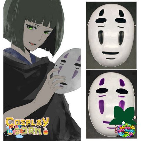 Mặt Nạ Cosplay Vô Diện Anime - Trang Phục Halloween Đơn Giản, Chất Liệu Nhựa, Đen và Tím, Phụ Kiện Hoá Trang