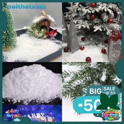 Bột Tuyết Nhân Tạo Trang Trí Giáng Sinh 100G - Decor Cây Thông Noel, Trang Trí Quầy Mua Sắm, An Toàn, Không Độc Hại