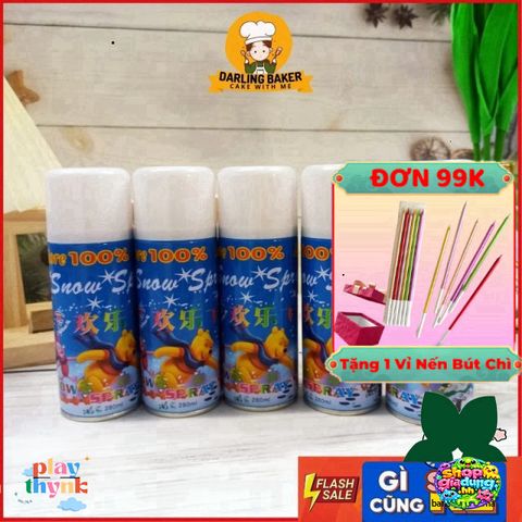 Bình Xịt Tuyết Trắng 280ml - Phụ Kiện Trang Trí Tiệc Sinh Nhật Sang Trọng và Bánh Kem Ấn Tượng