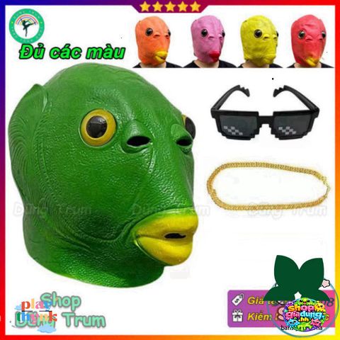 Mặt Nạ Cá Chép Silicon Xanh Lá Hài Hước - Trang Phục Halloween Độc Đáo, Đồ Hóa Trang Cho Tiệc Tùng và Sự Kiện Vui Nhộn