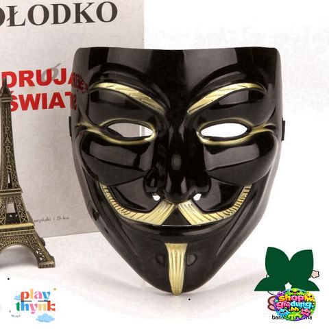 Mặt Nạ Hacker Độc Đáo - Phụ Kiện Cosplay Halloween Vàng Bạc Đen Trắng - Giả Trang Anonymouse Chất Liệu Nhựa Dẻo