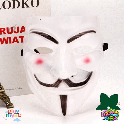 Mặt Nạ Hacker Độc Đáo - Phụ Kiện Cosplay Halloween Vàng Bạc Đen Trắng - Giả Trang Anonymouse Chất Liệu Nhựa Dẻo