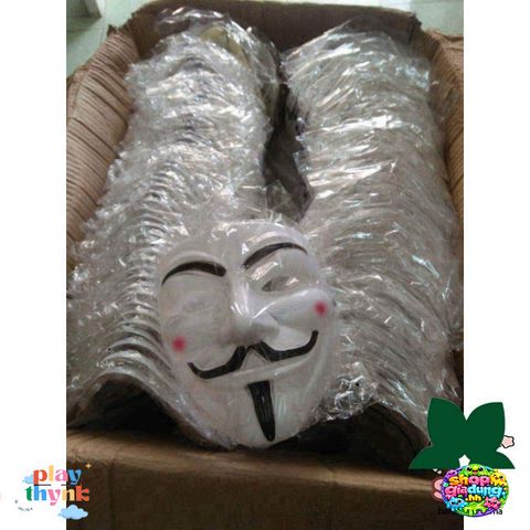 Mặt Nạ Hacker Anonymous Trắng - Phong Cách Halloween Cho Fan Của Nhóm Hacker Nổi Tiếng Toàn Cầu