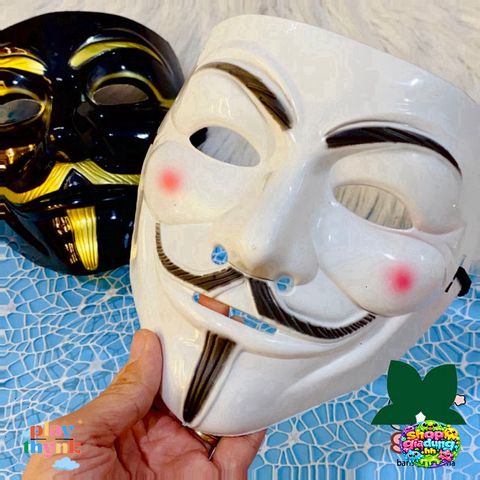 Mặt Nạ Hacker Anonymous Trắng - Phong Cách Halloween Cho Fan Của Nhóm Hacker Nổi Tiếng Toàn Cầu