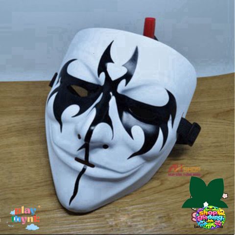 Mặt Nạ Hacker Anonymous - Phụ Kiện Cosplay Halloween Trắng Họa Tiết Đen - Đồ Chơi Chất Lượng Cao, Giao Hàng Toàn Quốc