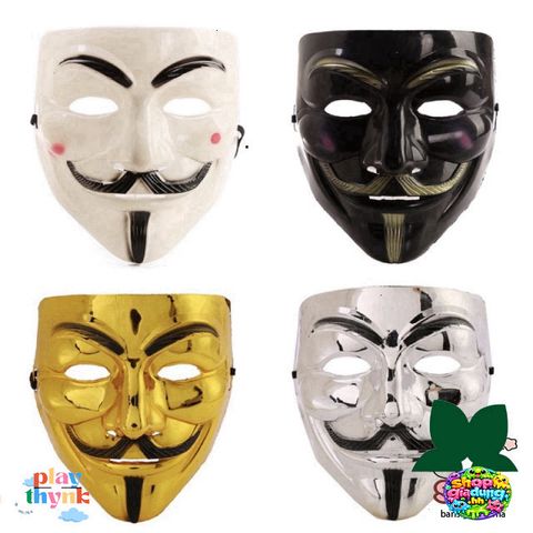 Mặt Nạ Hóa Trang Hacker Vàng Bóng Đen - Chiếc Mặt Nạ Phong Cách Anonymous Độc Đáo Cho Lễ Hội Halloween