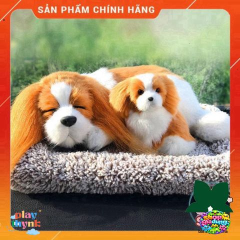Thú Bông Cún Đôi Trắng Vàng Tai Dài - Khử Mùi Và Lọc Không Khí - Đồ Trang Trí Xe Hơi Dễ Thương 28x20cm