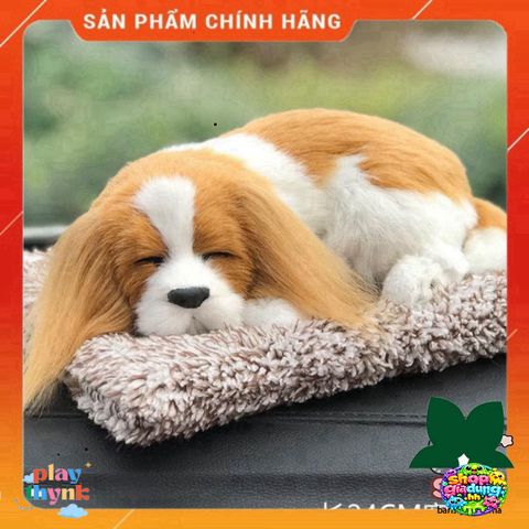 Thú Bông Cún Đôi Trắng Vàng Tai Dài - Khử Mùi Và Lọc Không Khí - Đồ Trang Trí Xe Hơi Dễ Thương 28x20cm