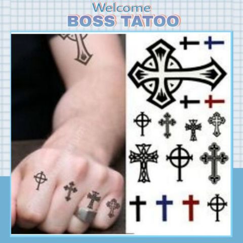 Hình Xăm Dán Mini Thánh Giá Tạm Thời - Sticker Tattoo Nghệ Thuật Dễ Dàng Sử Dụng, Kích Thước <10x6cm