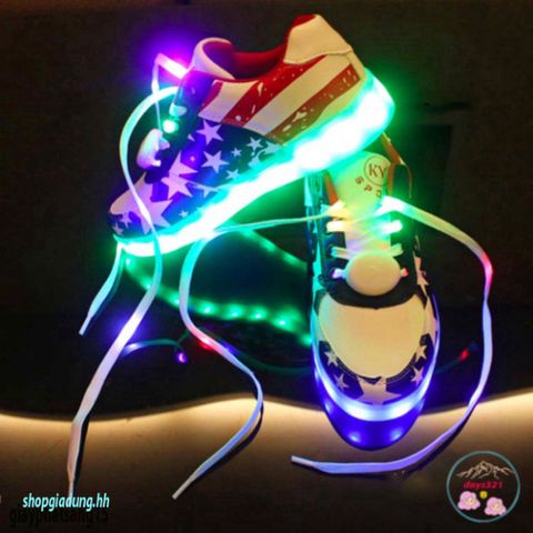Giày LED Thắp Sáng Cờ Mỹ - Giày Sport Tùy Chỉnh 8 Chế Độ và 7 Màu Đèn Sáng Thời Trang Nam Nữ, Phong Cách Tiệc Tùng, Chống Nước