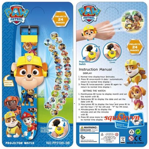 Đồng Hồ Chiếu Phim Hoạt Hình Paw Patrol 3D - Đồng Hồ Đồ Chơi Cho Bé, Món Quà Đáng Yêu, Giá Rẻ