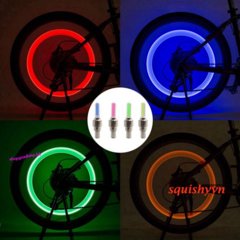 Bộ 2 Đèn Van Phát Sáng LED Cho Xe Đạp, Xe Máy, Ô Tô - Van Sáng Đẹp, Chống Nước, Pin Thay Thế, Tiết Kiệm Năng Lượng