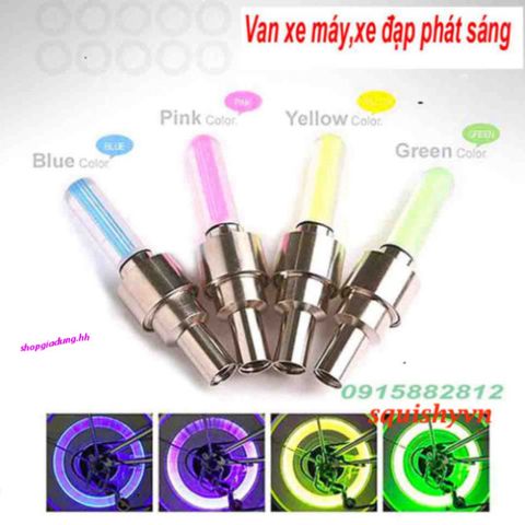 Bộ 2 Đèn Van Phát Sáng LED Cho Xe Đạp, Xe Máy, Ô Tô - Van Sáng Đẹp, Chống Nước, Pin Thay Thế, Tiết Kiệm Năng Lượng