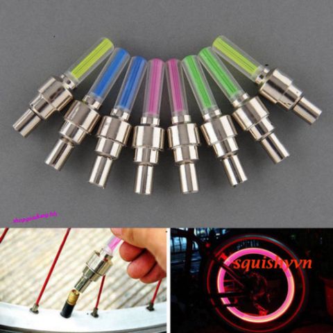 Bộ 2 Đèn Van Phát Sáng LED Cho Xe Đạp, Xe Máy, Ô Tô - Van Sáng Đẹp, Chống Nước, Pin Thay Thế, Tiết Kiệm Năng Lượng