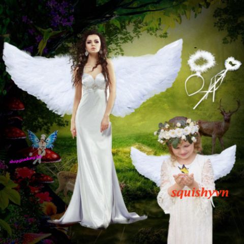 Đôi Cánh Thiên Thần Cosplay Trắng 40x15cm Cho Bé - Phụ Kiện Trang Phục Lễ Hội Dễ Thương, Chất Liệu Bền Đẹp