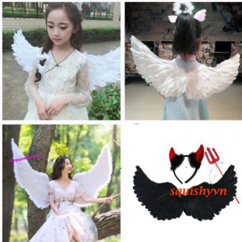 Đôi Cánh Thiên Thần Cosplay Trắng 40x15cm Cho Bé - Phụ Kiện Trang Phục Lễ Hội Dễ Thương, Chất Liệu Bền Đẹp