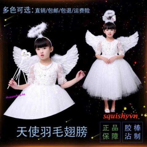 Đôi Cánh Thiên Thần Cosplay Trắng 40x15cm Cho Bé - Phụ Kiện Trang Phục Lễ Hội Dễ Thương, Chất Liệu Bền Đẹp