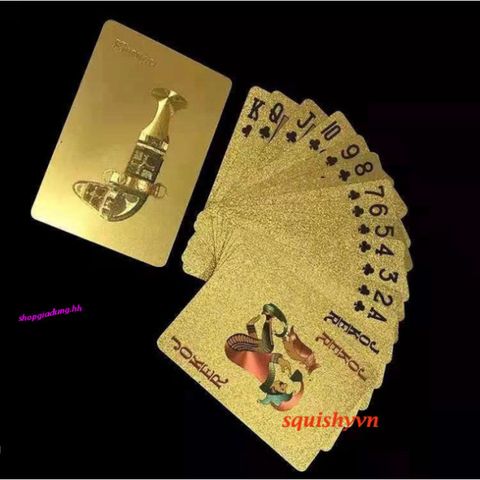 Bộ bài tây poker đen cao cấp PVC chống nước - 54 lá mạ vàng 24k thời thượng, độc đáo cho chơi bài và ảo thuật