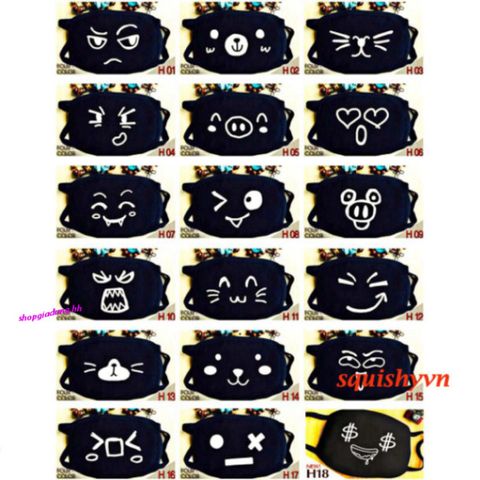 Khẩu Trang Chống Bụi Cotton Đen In Hình EXO, BTS, Hacker, Ngôi Sao - Phong Cách Thời Trang Cho Nam Nữ