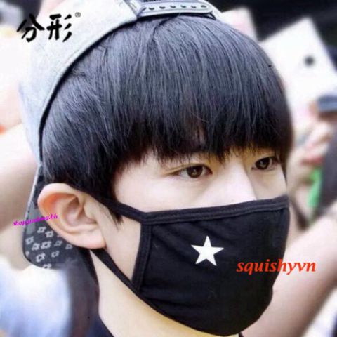 Khẩu Trang Chống Bụi Cotton Đen In Hình EXO, BTS, Hacker, Ngôi Sao - Phong Cách Thời Trang Cho Nam Nữ