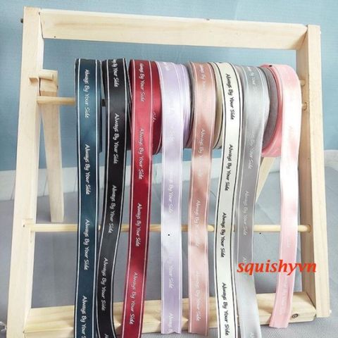 Cuộn Duy Băng In Chữ 2,5cm Dài 50m - Duy Băng Vải Lụa Thời Thượng Dùng Làm Nơ, Gói Quà, Trang Trí Hộp Hoa