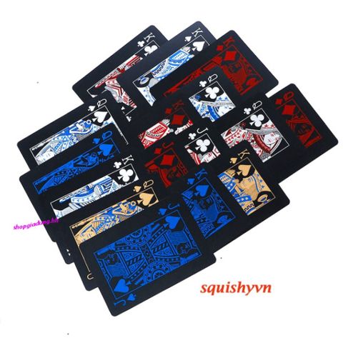 Bài Nhựa Eagle Cao Cấp Đen - Siêu Bền, Siêu Đàn Hồi, Chống Hút Nước, 52 Lá Bài + 2 Joker, Thích Hợp Để Trình Diễn Ảo Thuật