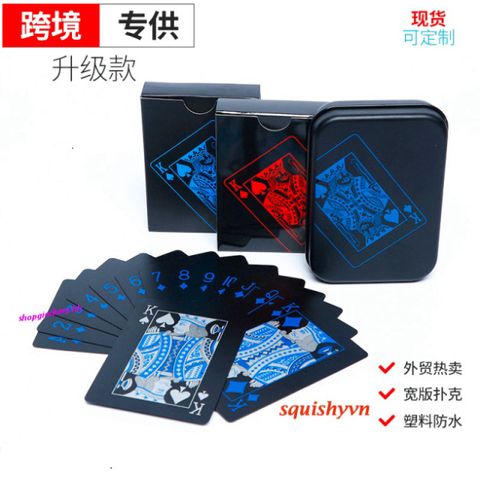 Bài Nhựa Eagle Cao Cấp Đen - Siêu Bền, Siêu Đàn Hồi, Chống Hút Nước, 52 Lá Bài + 2 Joker, Thích Hợp Để Trình Diễn Ảo Thuật