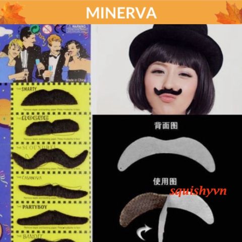 Bộ 6 Ria Mép Giả Halloween - Râu Giả Trá Hình Hài Hước Cho Tiệc Tùng Nam Nữ, Đồ Dùng Hóa Trang Sang Trọng