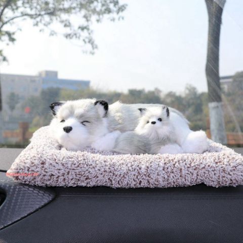 Mèo Vằn Xám Đế Hồng - Thú Bông Hấp Thụ Mùi Than Hoạt Tính Trang Trí Ô Tô và Phòng Làm Việc, Khử Độc Không Khí 28x20cm