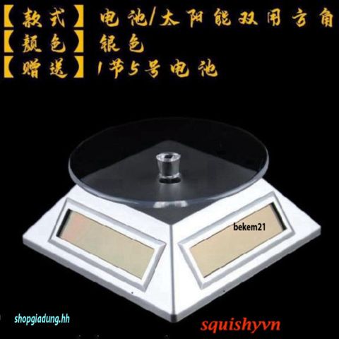 Bàn Xoay Chụp Hình 360 Độ - Dùng Quay Video Sản Phẩm Tiết Kiệm Năng Lượng Mặt Trời, Chất Liệu ABS, Kích Thước 9cm