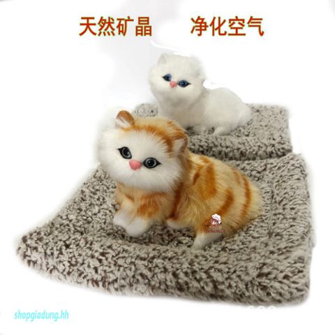 Mèo Trắng Bông Lông Mượt Lõi Than Hoạt Tính Khử Mùi Cho Taplo Ô Tô - Thú Bông Dễ Thương Trang Trí Xe Hơi