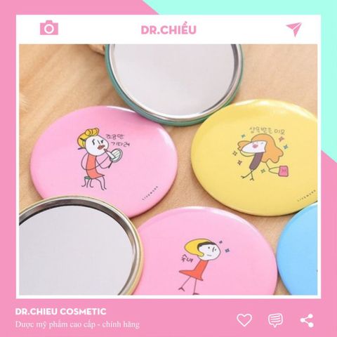 Gương Cầm Tay Mini Dễ Thương Hàn Quốc - Thiết Kế Ngộ Nghĩnh, Nhỏ Gọn Tiện Lợi Cho Các Bạn Nữ