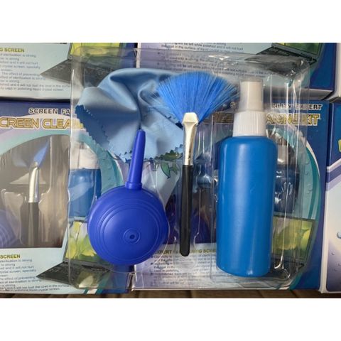 Bộ Vệ Sinh Laptop 4 Món - Dụng Cụ Lau Chùi Máy Tính Chuyên Nghiệp, Khăn Mềm, Xịt Bụi Silicone, Chổi Vệ Sinh An Toàn