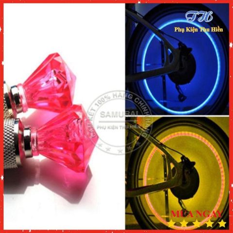 Combo 2 Đèn Led Gắn Van Bánh Xe - Đèn Trang Trí Phát Sáng Động Bảo Đảm An Toàn Khi Di Chuyển